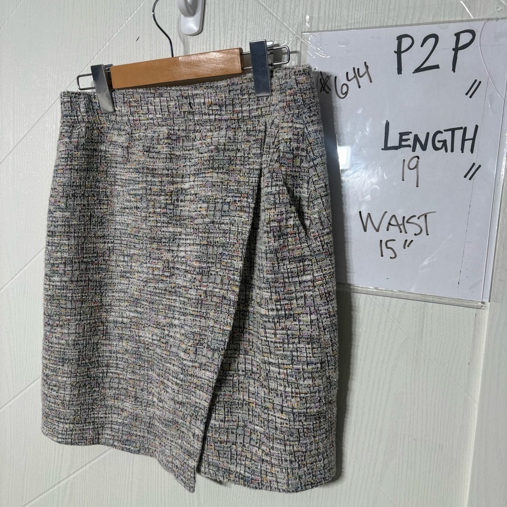 Crystal Kobe Multi-Color Tweed Faux Wrap Mini Skirt Medium‎ Workwear Academic - Picture 7 of 8